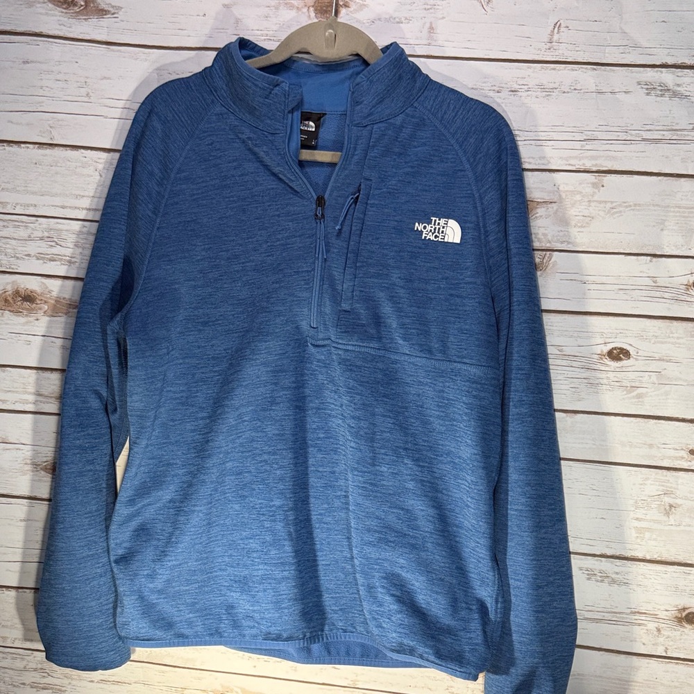 The North Face Blue Pull Over 1/4 Zip - Zip Pocket